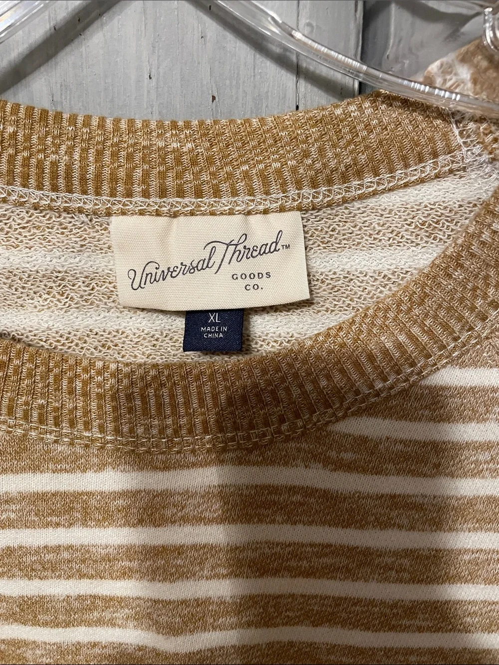 Universal Thread Striped Crewneck Tee - White & Camel - Picture 2 of 3